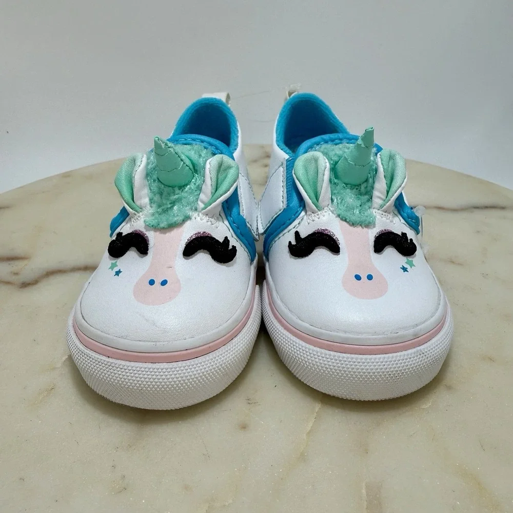 Vans Toddler Classic Slip-on Unicorn- Blue Atoll/ Iridescent , Size 4.5